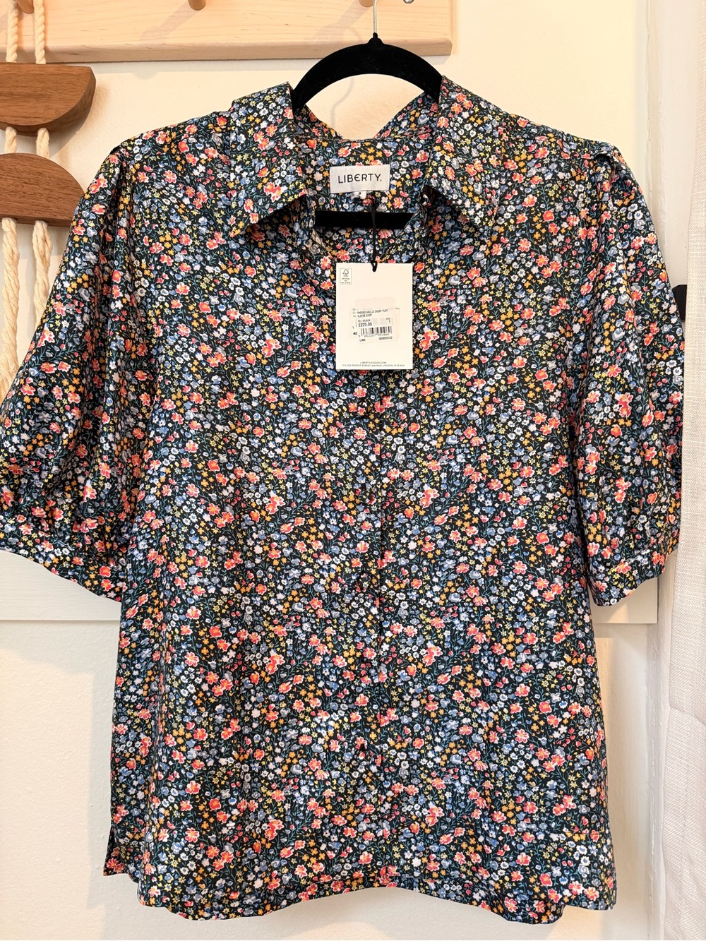 Liberty Phoebe and Jo short puff sleeve 100% silk shirt